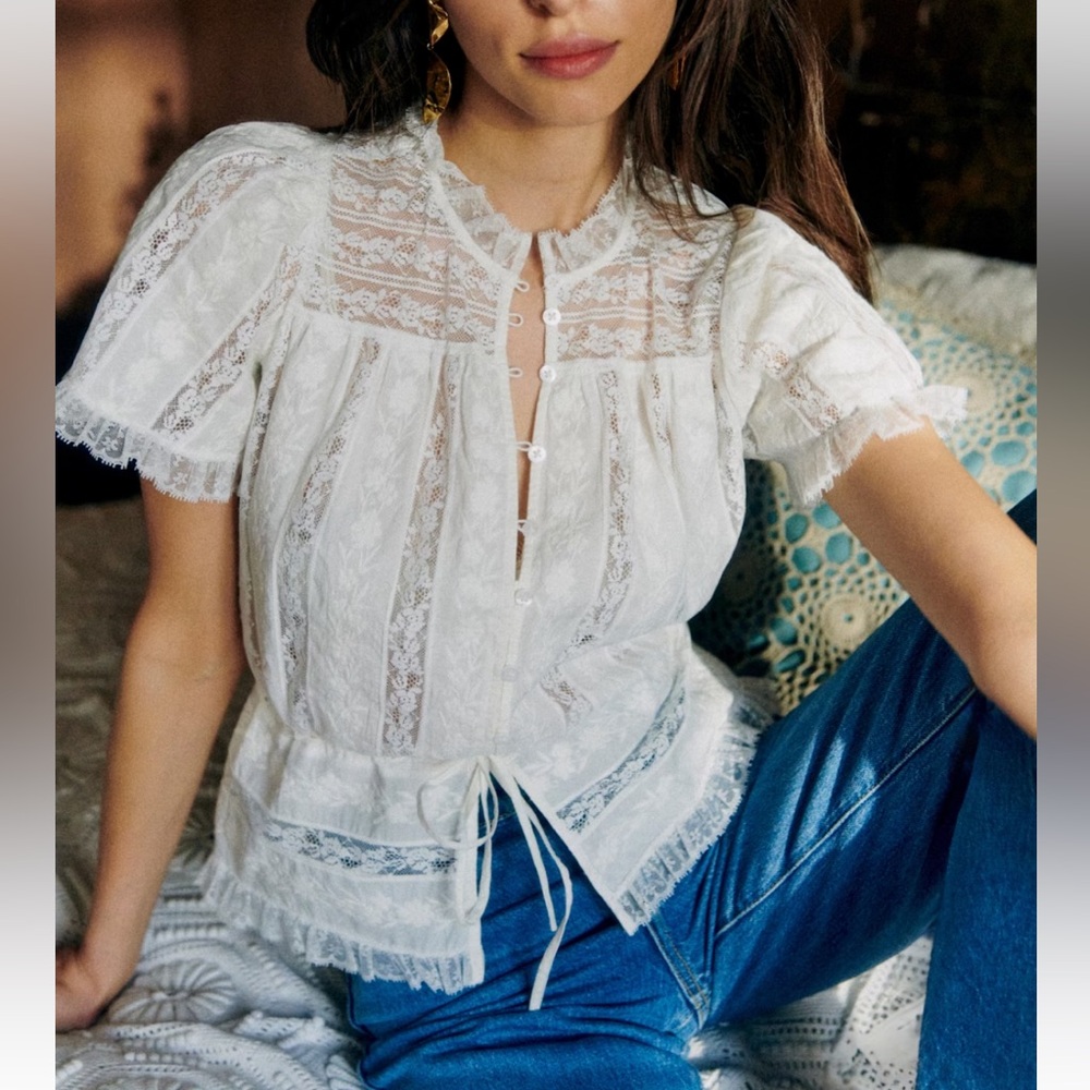 Sezane Shenali Shirt Ecru - Size 2